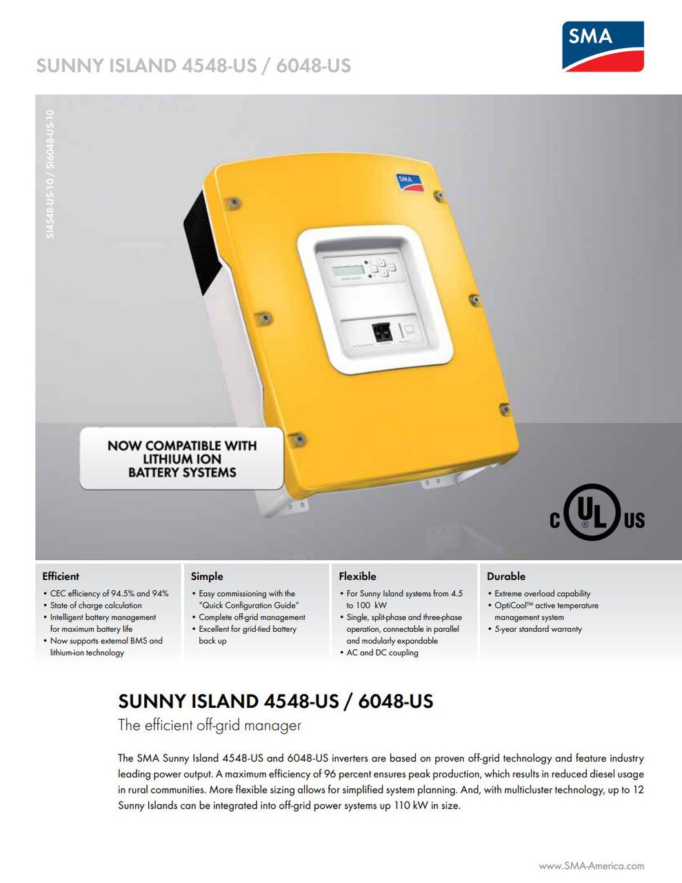 SI6048-US-10 | 5.75KW BATTERY INVERTER| SunnyBoy | Mann Solar | Off-Grid/ Hybrid Equipment