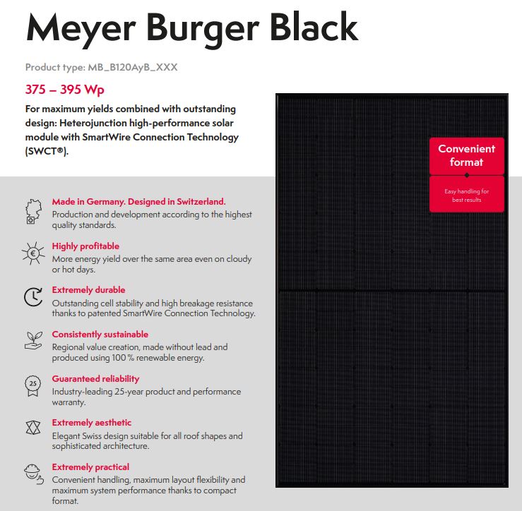 SOLAR PANEL | MEYER BURGER | 380W | MB 380 BLACK