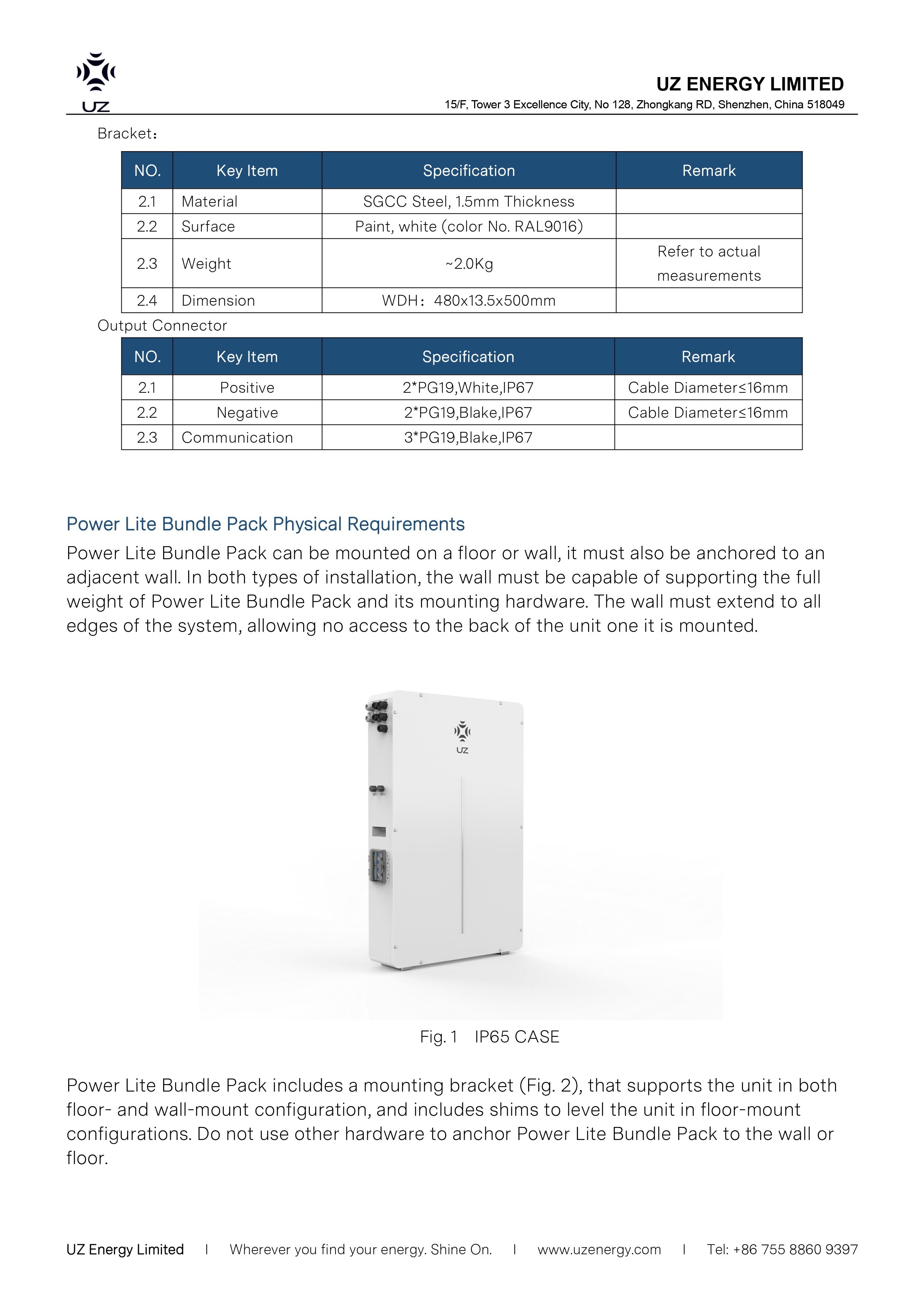 UZ ENERGY | UZ 2-BATTERY WALL MOUNT CABINET | P200B