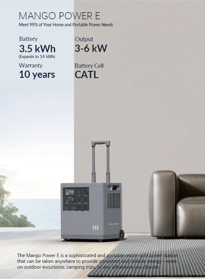 Mango Power E | Mango Power | Mann Solar | Portable Power Station | Home Backup Power
