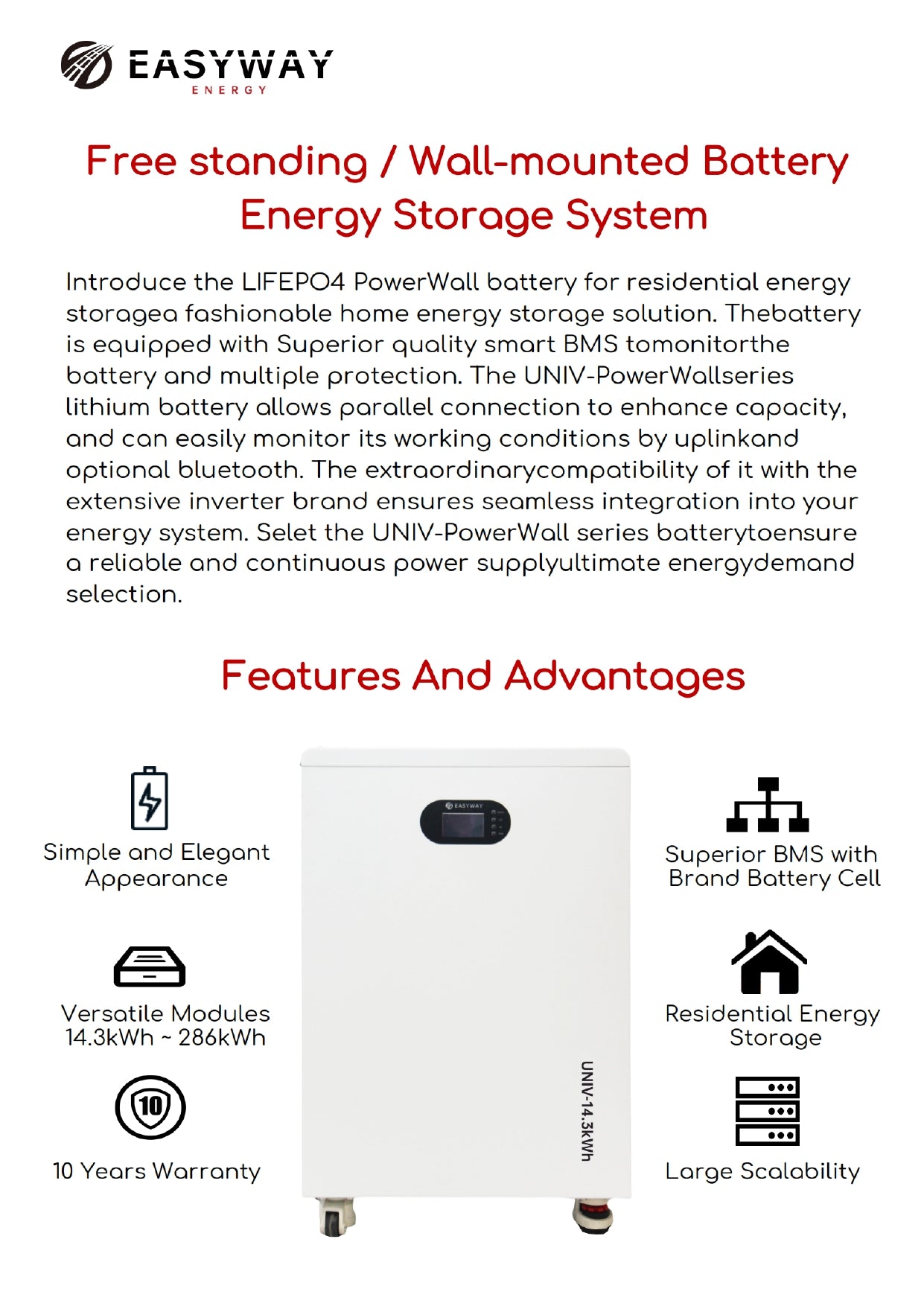 EASYWAY | UNIV-14.3kWh/LV(W) | 280Ah | 48~58.4Vd.c | Mann Solar