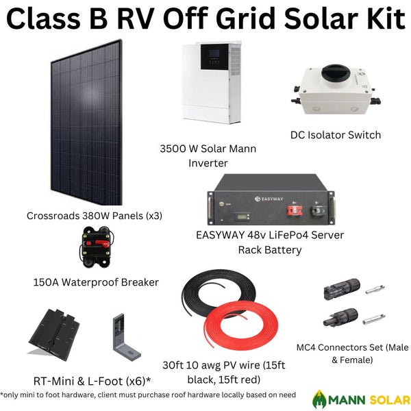 Class B RV Solar Kit - Medium Camper Solar Kit - DIY Solar - Complete